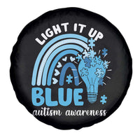 Autism Awareness Spare Tire Cover Light It Up Blue Rainbow Puzzle Piece