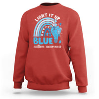 Autism Awareness Sweatshirt Light It Up Blue Rainbow Puzzle Piece - Wonder Print Shop