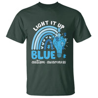 Autism Awareness T Shirt Light It Up Blue Rainbow Puzzle Piece - Wonder Print Shop