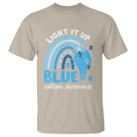 Autism Awareness T Shirt Light It Up Blue Rainbow Puzzle Piece - Wonder Print Shop