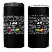 Autism Awareness 4 in 1 Can Cooler Tumbler I Am More Than Autism Brilliant Strong Unique Brave Creative