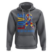 Autism Awareness Hoodie Love Needs No Words Puzzle Heart - Wonder Print Shop