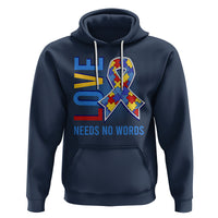 Autism Awareness Hoodie Love Needs No Words Puzzle Heart - Wonder Print Shop