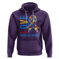 Autism Awareness Hoodie Love Needs No Words Puzzle Heart - Wonder Print Shop