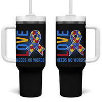 Autism Awareness Tumbler With Handle Love Needs No Words Puzzle Heart