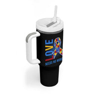 Autism Awareness Tumbler With Handle Love Needs No Words Puzzle Heart