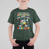 Autism Awareness T Shirt For Kid Society Says I'm Autistic God Says I'm Perfect Puzzle Dabbing - Wonder Print Shop