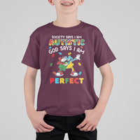 Autism Awareness T Shirt For Kid Society Says I'm Autistic God Says I'm Perfect Puzzle Dabbing - Wonder Print Shop