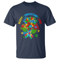 Autism Awareness T Shirt Accept Understand Love Rainbow Puzzle Sunflower - Wonder Print Shop