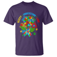 Autism Awareness T Shirt Accept Understand Love Rainbow Puzzle Sunflower - Wonder Print Shop