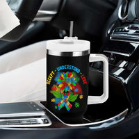 Autism Awareness Tumbler With Handle Accept Understand Love Rainbow Puzzle Sunflower