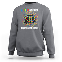 Autism Warrior Fighting For My Son Mom Dad Parents Sweatshirt - Wonder Print Shop