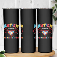 Autism Warrior Superhero Fighting For My Son Mom Dad Parents Skinny Tumbler