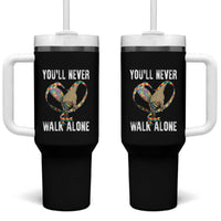 Autism Awareness Tumbler With Handle You'll Never Walk Alone Dad Support