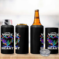 Autism Awareness 4 in 1 Can Cooler Tumbler I Am His Voice He Is My Heart Mom Dad Parents Support
