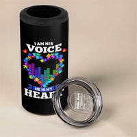 Autism Awareness 4 in 1 Can Cooler Tumbler I Am His Voice He Is My Heart Mom Dad Parents Support
