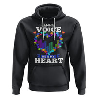 Autism Awareness Hoodie I Am His Voice He Is My Heart Mom Dad Parents Support - Wonder Print Shop