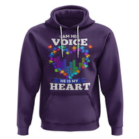 Autism Awareness Hoodie I Am His Voice He Is My Heart Mom Dad Parents Support - Wonder Print Shop