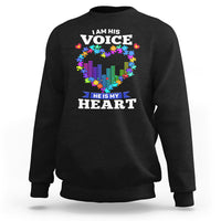 Autism Awareness Sweatshirt I Am His Voice He Is My Heart Mom Dad Parents Support - Wonder Print Shop