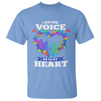 Autism Awareness T Shirt I Am His Voice He Is My Heart Mom Dad Parents Support - Wonder Print Shop