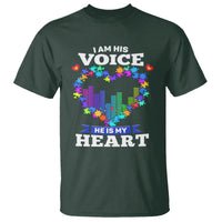 Autism Awareness T Shirt I Am His Voice He Is My Heart Mom Dad Parents Support - Wonder Print Shop