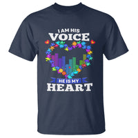 Autism Awareness T Shirt I Am His Voice He Is My Heart Mom Dad Parents Support - Wonder Print Shop