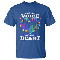 Autism Awareness T Shirt I Am His Voice He Is My Heart Mom Dad Parents Support - Wonder Print Shop