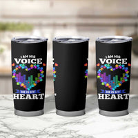 Autism Awareness Tumbler Cup I Am His Voice He Is My Heart Mom Dad Parents Support