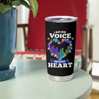 Autism Awareness Tumbler Cup I Am His Voice He Is My Heart Mom Dad Parents Support