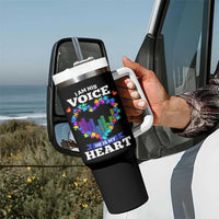 Autism Awareness Tumbler With Handle I Am His Voice He Is My Heart Mom Dad Parents Support