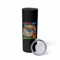 Autism Awareness Skinny Tumbler Puzzle Eyes Seeing The World From Diferent Angles