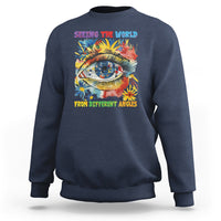 Autism Awareness Sweatshirt Puzzle Eyes Seeing The World From Diferent Angles - Wonder Print Shop