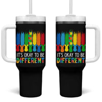 Autism Awareness Tumbler With Handle It's OK To Be Different Puzzle Easter Bunny