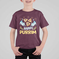 Purim Cat T Shirt For Kid Happy Purrim Hamantash Jewish Star of David