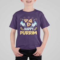 Purim Cat T Shirt For Kid Happy Purrim Hamantash Jewish Star of David