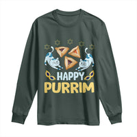 Purim Cat Long Sleeve Shirt Happy Purrim Hamantash Jewish Star of David