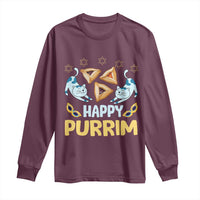Purim Cat Long Sleeve Shirt Happy Purrim Hamantash Jewish Star of David