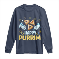 Purim Cat Long Sleeve Shirt Happy Purrim Hamantash Jewish Star of David