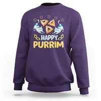Purim Cat Sweatshirt Happy Purrim Hamantash Jewish Star of David