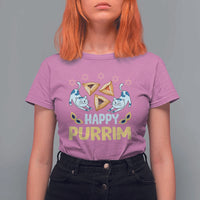 Purim Cat T Shirt For Women Happy Purrim Hamantash Jewish Star of David