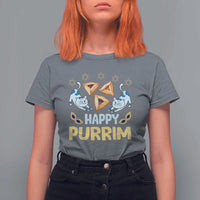 Purim Cat T Shirt For Women Happy Purrim Hamantash Jewish Star of David