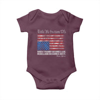 American Flag Upside Down Thomas Jefferson Baby Onesie When Tyranny Becomes Law Rebellion Becomes Duty