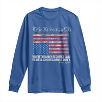 American Flag Upside Down Thomas Jefferson Long Sleeve Shirt When Tyranny Becomes Law Rebellion Becomes Duty