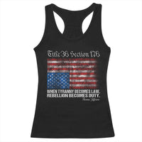 American Flag Upside Down Thomas Jefferson Racerback Tank Top When Tyranny Becomes Law Rebellion Becomes Duty