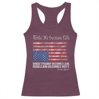 American Flag Upside Down Thomas Jefferson Racerback Tank Top When Tyranny Becomes Law Rebellion Becomes Duty