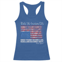 American Flag Upside Down Thomas Jefferson Racerback Tank Top When Tyranny Becomes Law Rebellion Becomes Duty