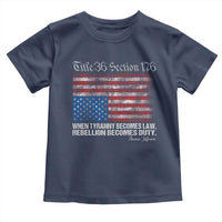 American Flag Upside Down Thomas Jefferson Toddler T Shirt When Tyranny Becomes Law Rebellion Becomes Duty