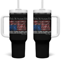 American Flag Upside Down Thomas Jefferson Tumbler With Handle When Tyranny Becomes Law Rebellion Becomes Duty