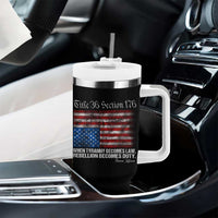 American Flag Upside Down Thomas Jefferson Tumbler With Handle When Tyranny Becomes Law Rebellion Becomes Duty