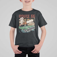 Historic Route 66 Highway T Shirt For Kid Main Street Of America Vintage Car